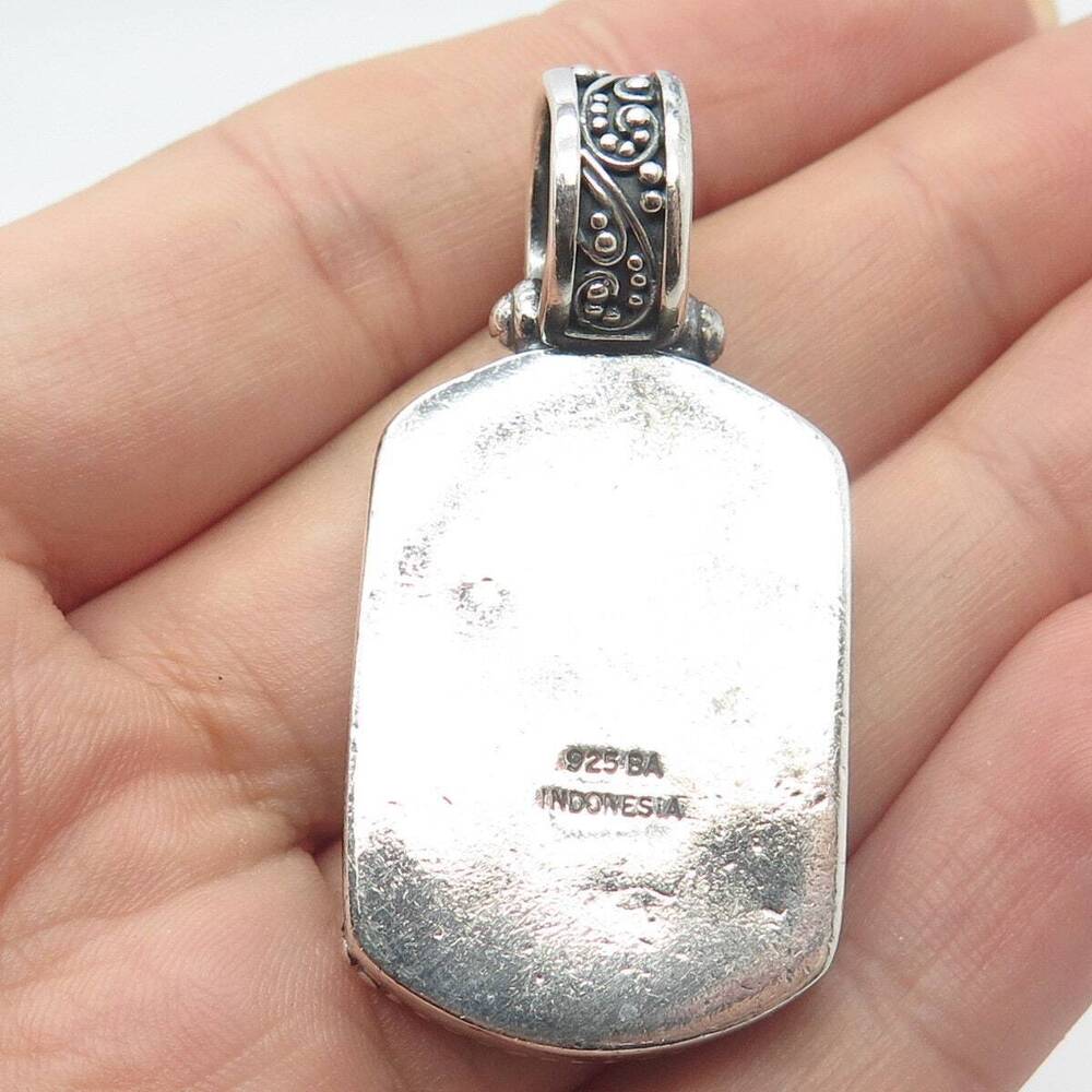 925 Sterling Silver Vintage Suarti Bali Woven Beaded Pendant - Picture 2 of 8